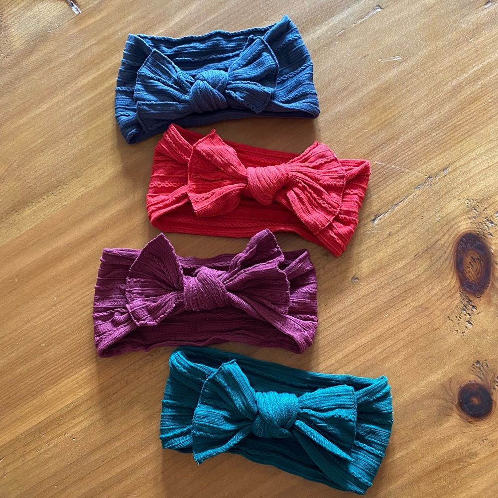 Baby Bling Bow Headbands | Christmas red, green and maroon & gray